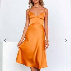 Orange Silk Dress - Hello Molly NWT -XS